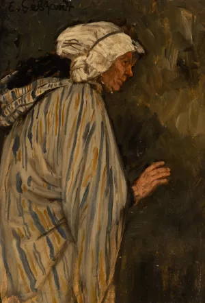 Lady with mobcap Oil painting by Eduard Karl Franz Von Gebhardt