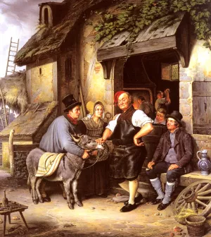 A Visit To The Farrier's by Eduard Karl Gustav Pistorius Oil Painting