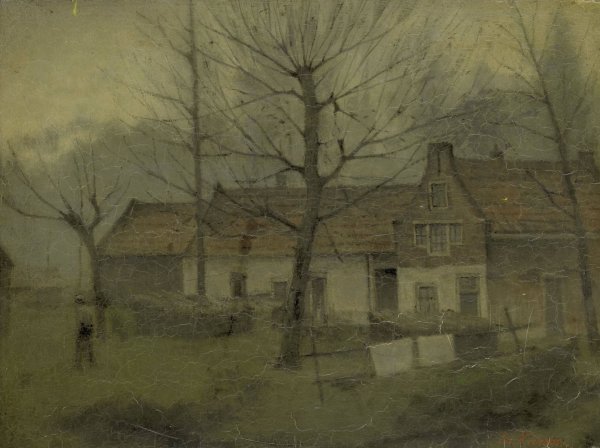 Houses in a Village  by Eduard Karsen - Hand-Painted Oil Painting Reproduction