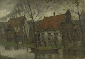 View in a Village by Eduard Karsen Oil Painting