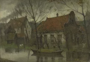 View in a Village by Eduard Karsen Oil Painting