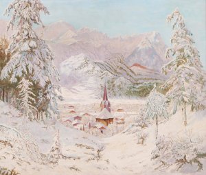 Blick auf Garmisch-Partenkirchen by Eduard Kasparides Oil Painting