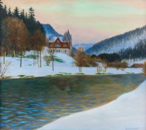 Jagdschloss Murzsteg, Sommerresidenz des Bundesprasidenten by Eduard Kasparides Oil Painting