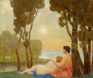 Vollmondnacht by Eduard Kasparides Oil Painting