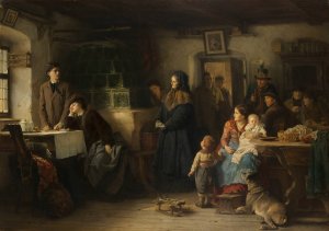 Die ereilten Fluchtlinge by Eduard Kurzbauer Oil Painting