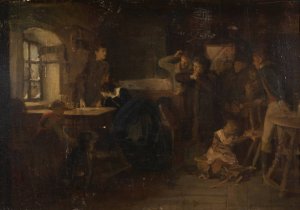 Die ereilten Fluchtlinge by Eduard Kurzbauer Oil Painting