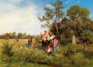 A springtime landscape by Eduard Leonhardi Oil Painting