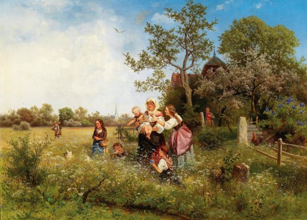 A springtime landscape  by Eduard Leonhardi - Hand-Painted Oil Painting Reproduction