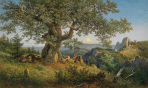 Schmuggler unter einer alten Eiche bei Mondaufgang by Eduard Leonhardi Oil Painting