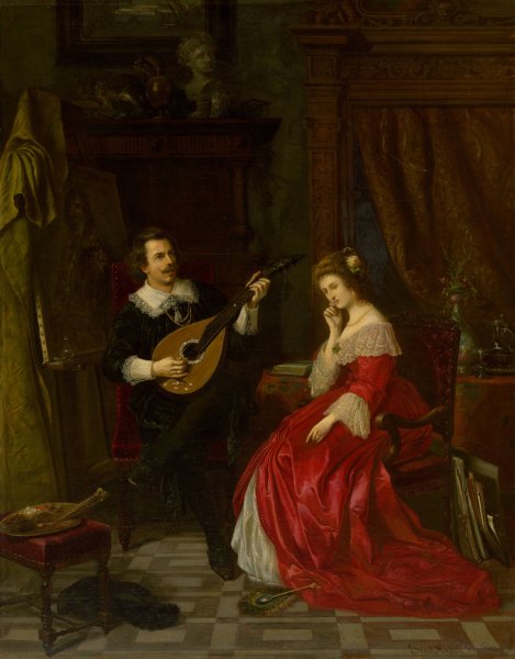 Serenade  by Eduard Majsch - Hand-Painted Oil Painting Reproduction