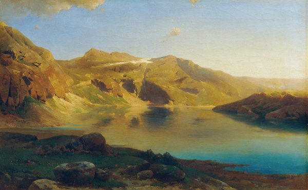 Alpensee by Eduard Peithner Von Lichtenfels - Hand-Painted Oil Painting Reproduction