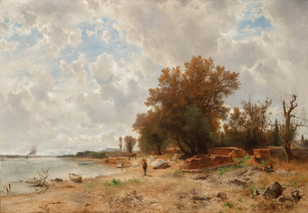 Donauufer im Prater  by Eduard Peithner Von Lichtenfels - Hand-Painted Oil Painting Reproduction