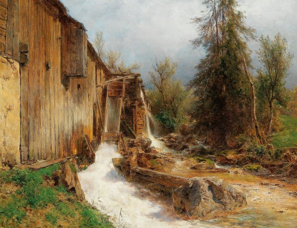 Mill at Spital-Pyhrn by Eduard Peithner Von Lichtenfels - Hand-Painted Oil Painting Reproduction