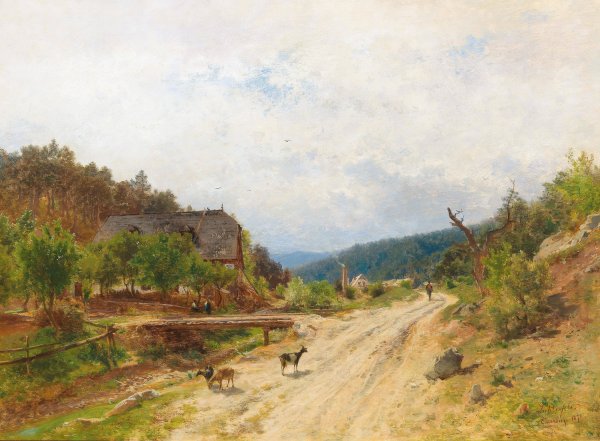 Motif of Emmerberg by Eduard Peithner Von Lichtenfels - Hand-Painted Oil Painting Reproduction