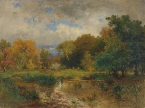 River Landscape Near Lundenburg by Eduard Peithner Von Lichtenfels Oil Painting