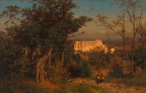 Schloss Liechtenstein by Eduard Peithner Von Lichtenfels Oil Painting