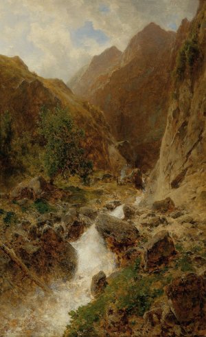 Wildbach by Eduard Peithner Von Lichtenfels Oil Painting
