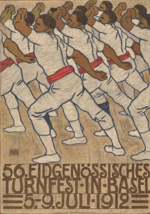 56. EidgenOssisches Turnfest in Basel, 5.-9. Juli 1912 by Eduard Renggli Oil Painting
