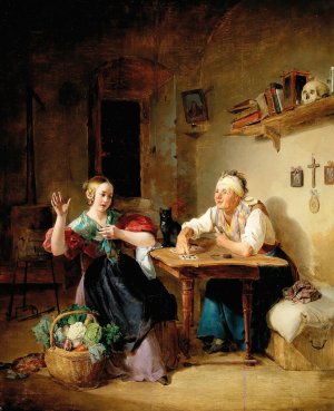At the Fortune Teller by Eduard Ritter Oil Painting