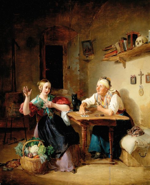 At the Fortune Teller by Eduard Ritter - Hand-Painted Oil Painting Reproduction