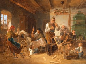 Bewegtes Familienleben by Eduard Ritter Oil Painting