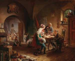 The Village School by Eduard Ritter Oil Painting