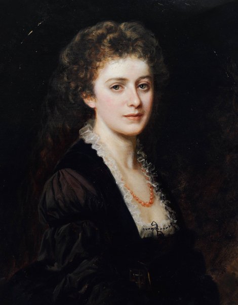 Portrait of a lady  by Eduard Ritter Von Engerth - Hand-Painted Oil Painting Reproduction
