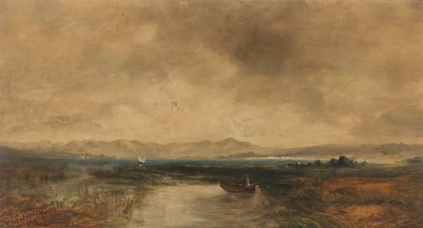 Ansicht des Chiemsees  by Eduard Schleich The Elder - Hand-Painted Oil Painting Reproduction
