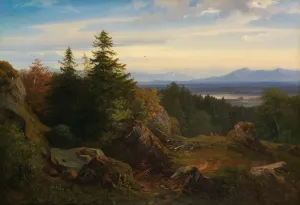 Chiemseelandschaft mit Aussicht auf die bayrischen Alpen by Eduard Schleich The Elder Oil Painting