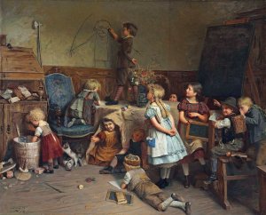 The Young Artist - School Recess by Eduard Schulz-Briesen Oil Painting