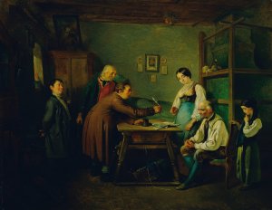 Der Vertrag by Eduard Swoboda Oil Painting
