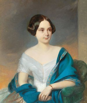 Portrait of a Young Lady by Eduard Swoboda Oil Painting