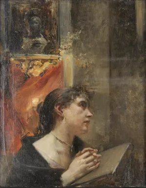 Andacht in der Kirche by Eduard Veith Oil Painting
