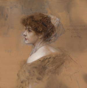Dreiviertelportrat einer jungen Frau by Eduard Veith Oil Painting