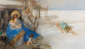 Madonna And Child Surrounded By Angels by Eduard Veith Oil Painting