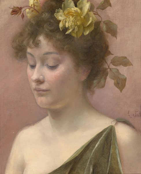 Main Product Photo of Portrait einer jungen Frau Painting by Eduard Veith