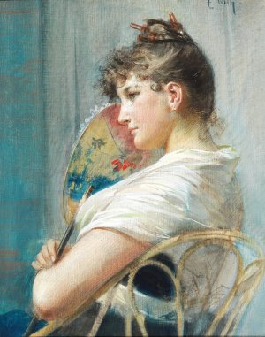 The Japanese Fan by Eduard Veith Oil Painting