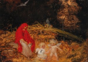 Waldfrau und Amoretten by Eduard Veith Oil Painting