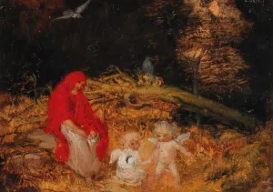 Waldfrau und Amoretten by Eduard Veith Oil Painting