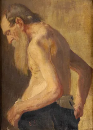 Study of a Male Figure by Eduard Von Gebhardt Oil Painting