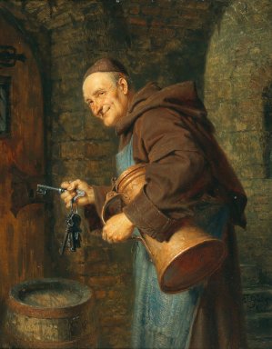 A cellarer with a bunch of keys by Eduard Von Grutzner Oil Painting