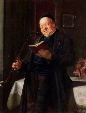 A Clergyman Smoking by Eduard Von Grutzner Oil Painting