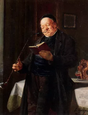 A Clergyman Smoking painting by Eduard Von Grutzner