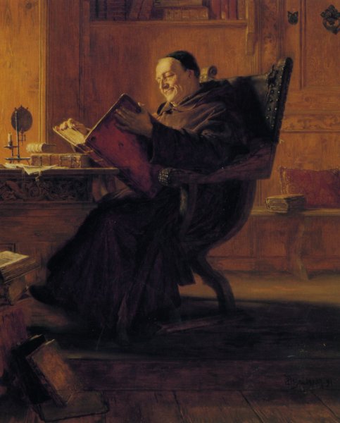 Main Product Photo of A Monk in the Library Painting by Eduard Von Grutzner
