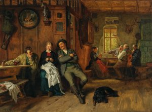 Einfadeln by Eduard Von Grutzner Oil Painting