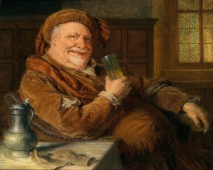 Falstaff mit Zinnkanne und Weinglas by Eduard Von Grutzner Oil Painting