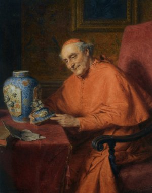 Kardinal Als Kunstliebhaber by Eduard Von Grutzner Oil Painting
