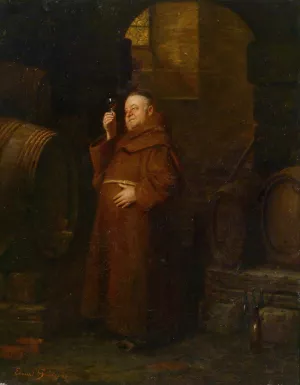 Monch bei der Weinprobe by Eduard Von Grutzner Oil Painting