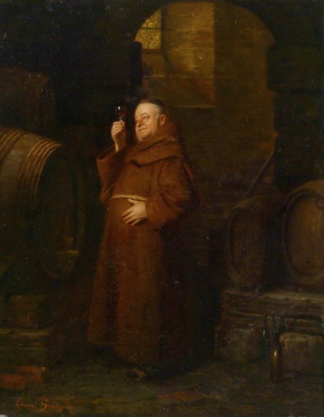 Monch bei der Weinprobe by Eduard Von Grutzner - Hand-Painted Oil Painting Reproduction