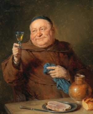 The Monk's Meal by Eduard Von Grutzner Oil Painting